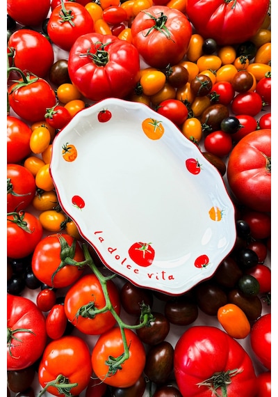 Rakle x Bengi Kurtcebe Pomodoro Stoneware 2'li Kayık Sunum Tabağı Seti 25 cm