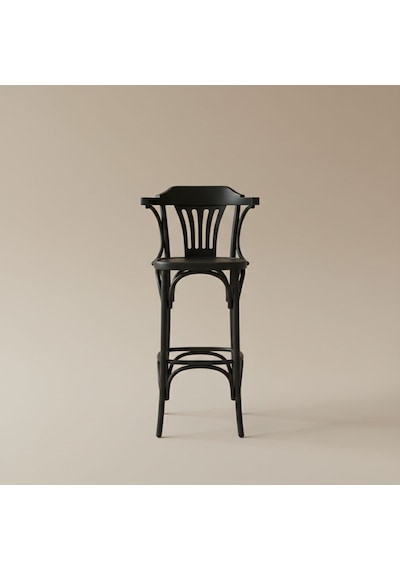 Thonet Kolçaklı Ahşap Bar Sandalyesi Siyah