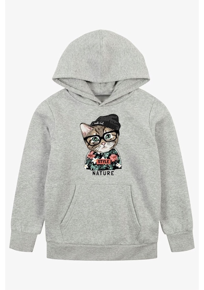 Fyk Kids Unisex Kapüşonlu Kanguru Cepli Sweatshirt Gri2