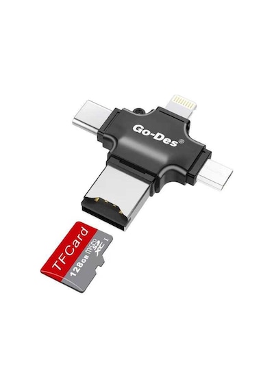 Go Des GD-DK101 4 in 1 Micro SD Hafıza Kartı Okuyucu USB / Type-C / Lightning / Micro - ZORE-253399