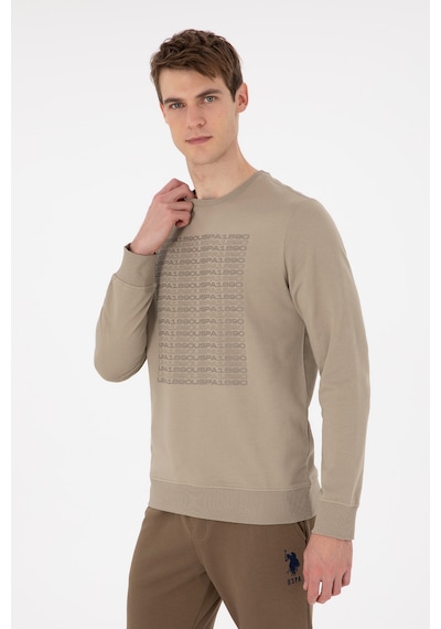 U.S. Polo Assn. Erkek Regular Fit Bisiklet Yaka Açık Haki Sweatshirt 50293461-VR183