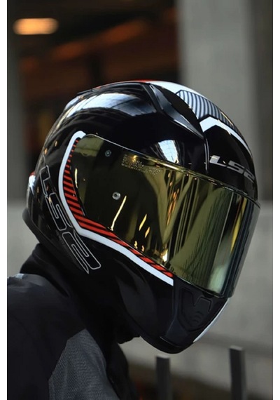 Ls2 Rapid 2 Extra Beyaz-kırmızı Fullface Motosiklet Kaskı Gold Camlı .
