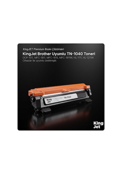 Kingjet Brother Uyumlu Tn-1040 Standart Kapasiteli Tekli Uyumlu  Toner Mfc-1911w