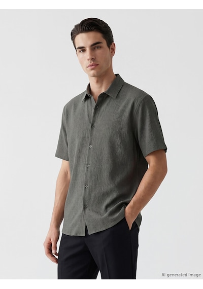 Lcw Vision Yeşil Regular Fit Erkek Dokulu Gömlek