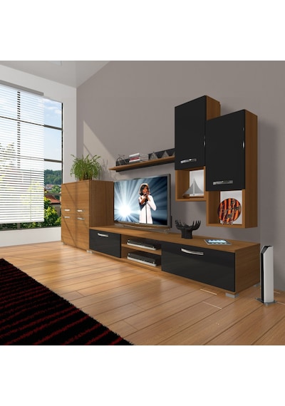 Decoraktiv Eko 6da Mdf Dvd Tv Ünitesi Tv Sehpası Ceviz - Siyah