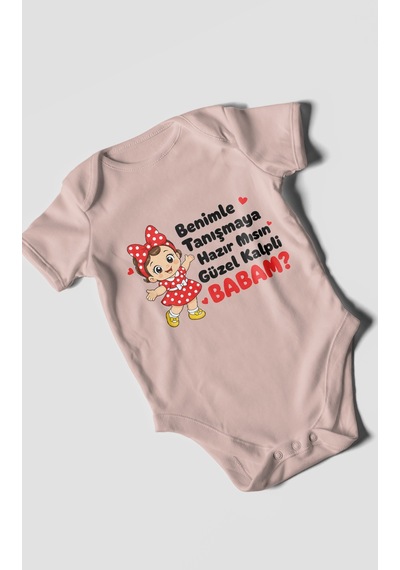 Morivokids Babaya Özel Kısa Kollu Bebek Body %100 Pamuk Zbn294-kk Pastel Pembe