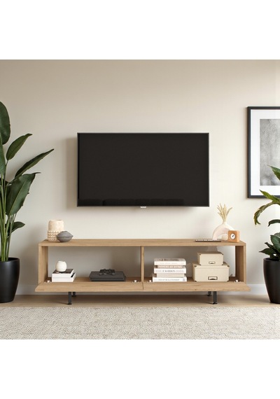 Robin Home Lidya Tv Ünitesi Sehpası Metal Ayaklı 160cm Sepet Kahverengi