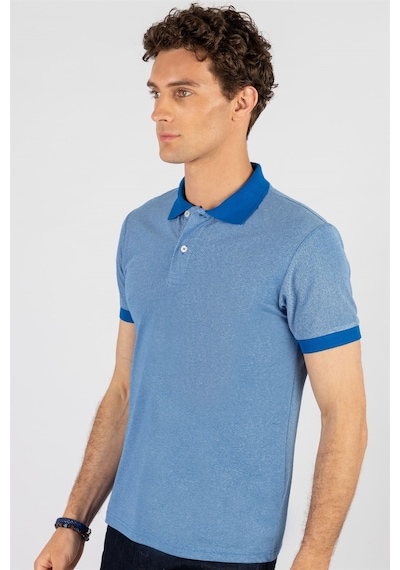 Tudors Slim Fit Melanj Düz Polo Yaka T-Shirt-24702 Mavi