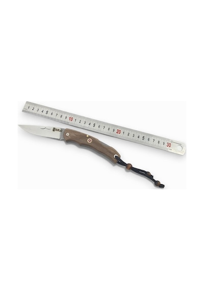Katlanır Outdoor Bıçak Ahşap Saplı Paslanmaz Çelik Keskin Cep Bıçağı, Kılıflı Taşınabilir Çok Amaçl