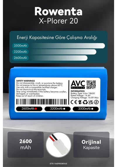 Rowenta X-plorer 20 2600mah Robot Süpürge Bataryası G.g