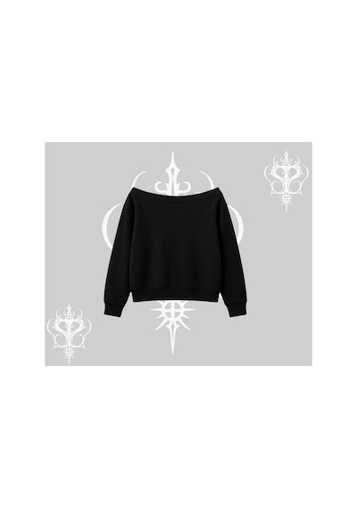 Tarzsokak Beyaz Kayık Yaka Sweatshirt Autumn Spider Siyah