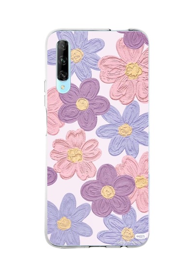 Huawei P Smart Pro Uyumlu Renkli Papatyalar Sulu Boya Baskılı Silikon Kılıf