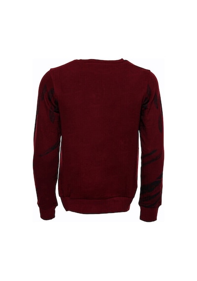 Wessi Bordo Taşlı Baskılı Bisiklet Yaka Sweatshirt Bordo