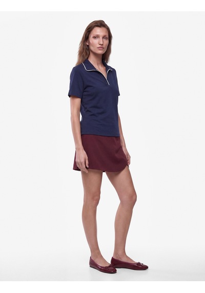 Koton Modal Kumaş Regular Fit Biyeli Kısa Kollu Polo Yaka Tişört Lacivert 7wak50132ek