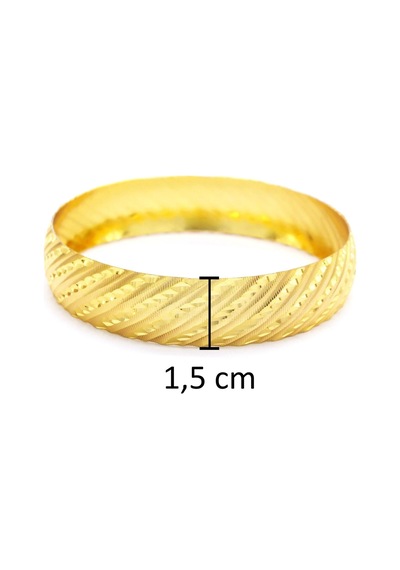 İmitasyon Bilezik Altın Kaplama 1.5 Cm Yan Çizgili Model Blz-3086 Altın