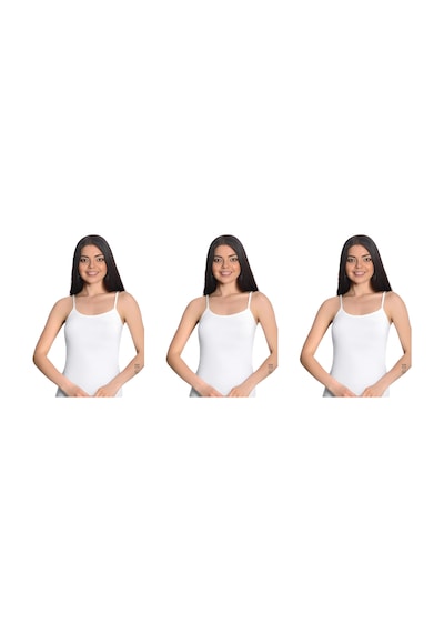 İki Yıldız Kadın Bambu İp Askılı Atlet 3'lü Paket 1521 Beyaz