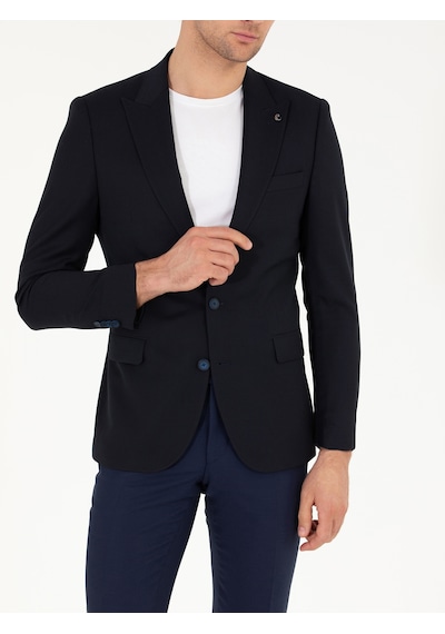 Cacharel Lacivert Slim Fit Yün Karışımlı Ceket