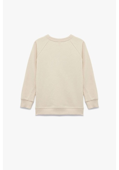Koton Erkek Bebek Pamuklu Şardonlu Uzun Kollu Bisiklet Yaka Sweatshirt Ekru