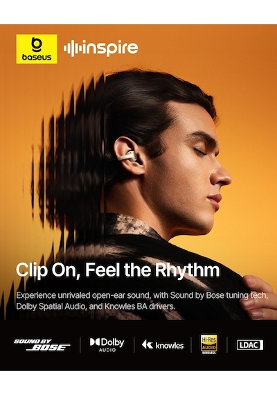 Inspire Xc1 Açık Kulak İçi Klipsli Bluetooth Kulaklıklar, Bose Ses Teknolojisi, Dolby Audio, Ip66 Su Geçirmez, 40 Saat Çalma Süresi - Beyaz
