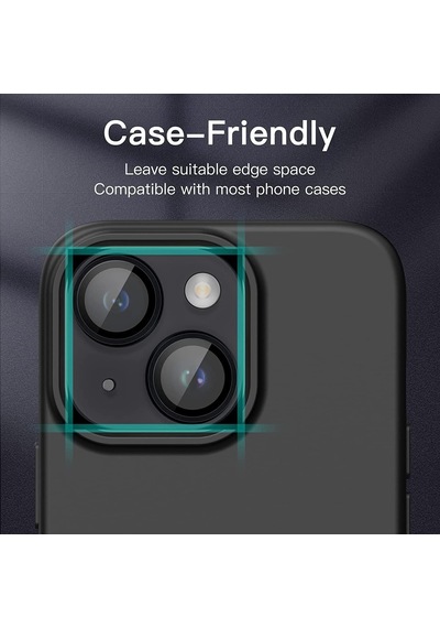 İphone 14 / İphone 14 Plus Kamera Camı Lens Koruyucu Halka Set - Siyah Diğer