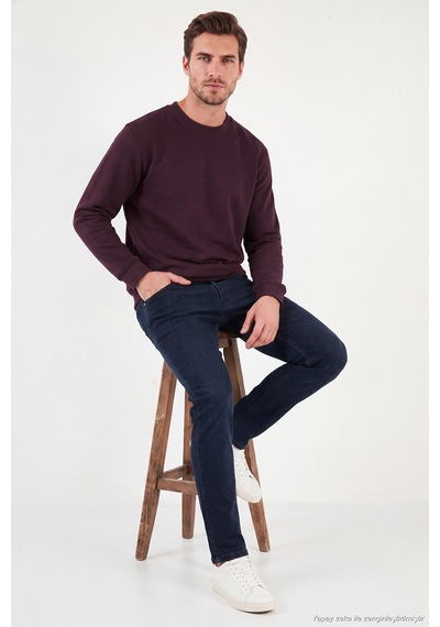 Buratti Pamuklu Relaxed Fit Bisiklet Yaka Sweat Erkek Sweat 5901257 Vişne