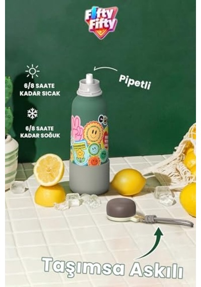 L Çelik Yeşil Kamp Piknik Için 1200 Ml Soğuk Matara Suluk Cın477ys Diğer