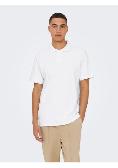 Only & Sons Ben Erkek Beyaz Polo Tişört 22035825-bw