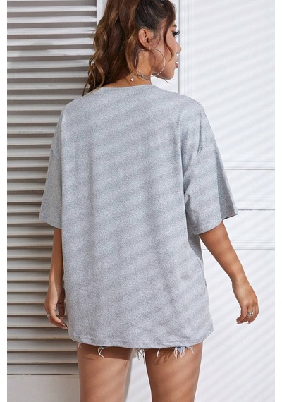 Unisex Shimmer Baskılı T-shirt Gri