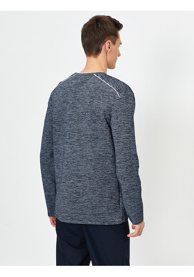 Koton Bisiklet Yaka Logo Detaylı Omzu Çizgili Slim Fit Kazak Lacivert 0yam91584gk