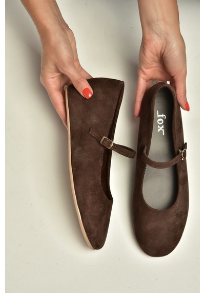 Fox Shoes Y250770702 Kahverengi Süet Alçak Dolgu Tabanlı Kadın Ayakkabı