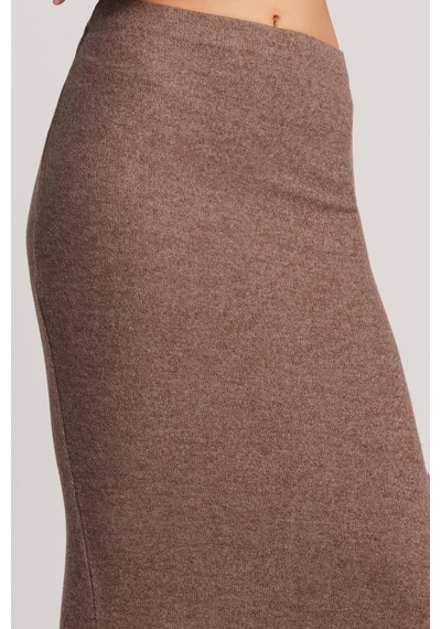 Tudors Kadın Slim Fit Dar Kesim Yırtmaçlı Kahverengi Etek-41343 Kahverengi