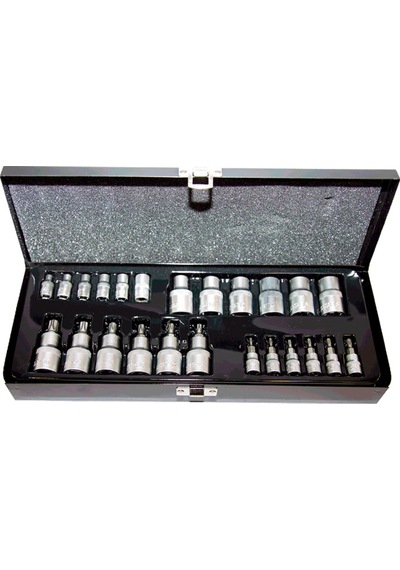 NT Tools NCSET1412E 25Prç. 1/4"ve1/2"CR-V Torx ve E Tipi Torx Lokma Seti