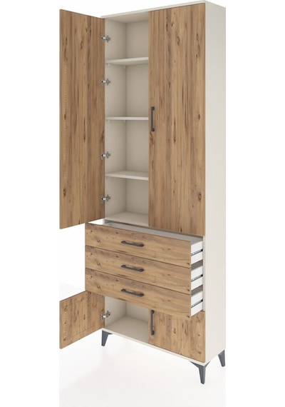 Arges Dolap 4 Raflı 3 Çekmeceli 4 Kapaklı 88x30x243 Aytaşı-çam Aytaşı