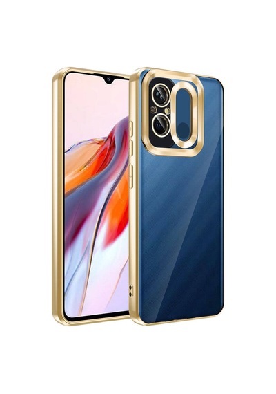 Xiaomi Redmi 12c Kılıf Kamera Korumalı Logo Gösteren Zore Omega Kapak Gold