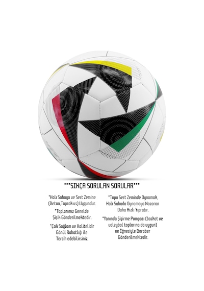 3lü Set Futbol Topu Tekmelikli 2024 Avrupa Pompalı Sert Zemin Halı Saha Futbol Topu No:5 Ft515 Çok Renkli