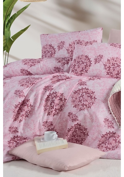 Lastikli Çarşaflı Çift Kişilik Nevresim Takımı Elegant Pink Mor Pembe Mor - Pembe