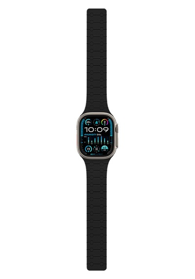 Watch Ultra 49mm Amazingthing Smoothie Sport Magnetik Tak Çıkar Silikon Strap Kayış Siyah-mor