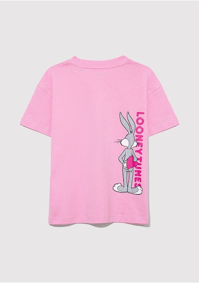 Mavi - Bugs Bunny Baskılı Pembe Tişört 7610303-71038 Pembe