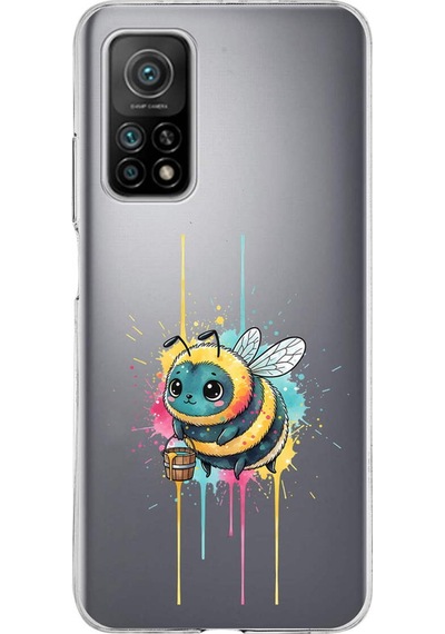 Xiaomi Mi 10 T İle Uyumlu Splash Arı Tasarımlı Şeffaf Silikon Kılıf Şeffaf