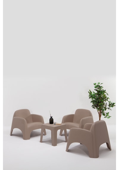 Modalife Şile Pratik Bahçe Balkon Oturma Grubu 1+1+1+s - Cappucino Cappuccino