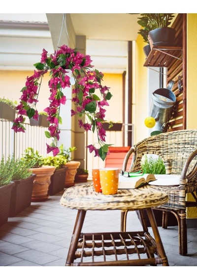 Yapay Çiçek Begonvil Fuşya Pembe Sarkaç Askılı Saksıda Balkon Çiçeği Çiçek Sepeti