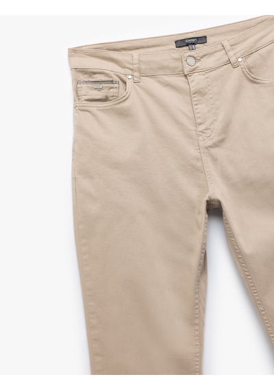 Koton Pamuklu Straight Fit Gabardin Pantolon Bej 5sam40098hw Ekru