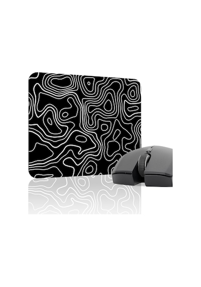 Siyah Beyaz 22x18 Taraftar Gaming Oyuncu Mouse Pad Kaymaz Taban Küçük Klavye Fare Altlığı Topography
