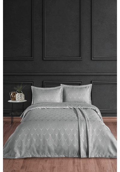 Clasy Jakarlı Şönil Çift Kişilik Yatak Örtüsü 240x250cm Gri
