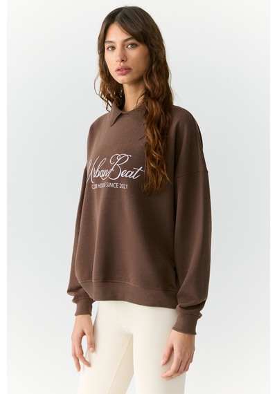 Urban Beat Alexıa Kadın Triko Gömlek Yakalı Baskı Detaylı Relaxed Kahverengi Sweatshirt Kahverengi Urban Beat Alexıa Kadın Triko Gömlek Yakalı Baskı Detaylı Relaxed Kahverengi Sweatshirt Kahverengi