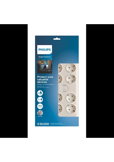 Phılıps Spn7080wa/62, 8 Soket, Akım Korumalı Priz, 900 Joules, 2mt Örgülü Kablo, Beyaz