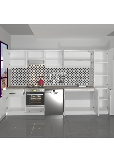 Decoraktiv Elite 325y Ankastre Fırın Modüllü Mdf Hazır Mutfak Dolabı - Tezgah Dahil - Parlak Beyaz Decoraktiv Elite 325y Ankastre Fırın Modüllü Mdf Hazır Mutfak Dolabı - Tezgah Dahil - Parlak Beyaz