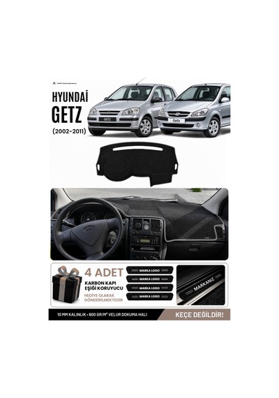 Hyundai Getz 2002-2011 Uyumlu Torpido Koruma, Torpido Örtüsü, Torpido Kılıfı - Siyah Bej
