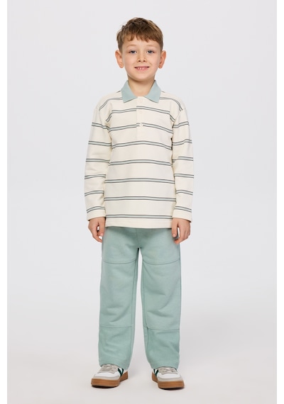 Panço Erkek Çocuk Çizgili Ekru Sweatshirt Krem