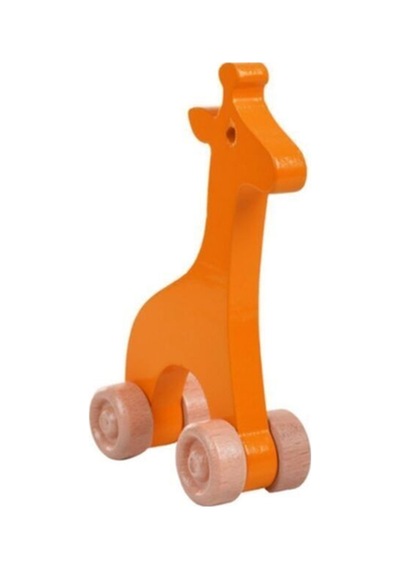 Woodnjoy Wood & Joy Doğal Ahşap Hareketli Tekerlekli Turuncu Zürafa